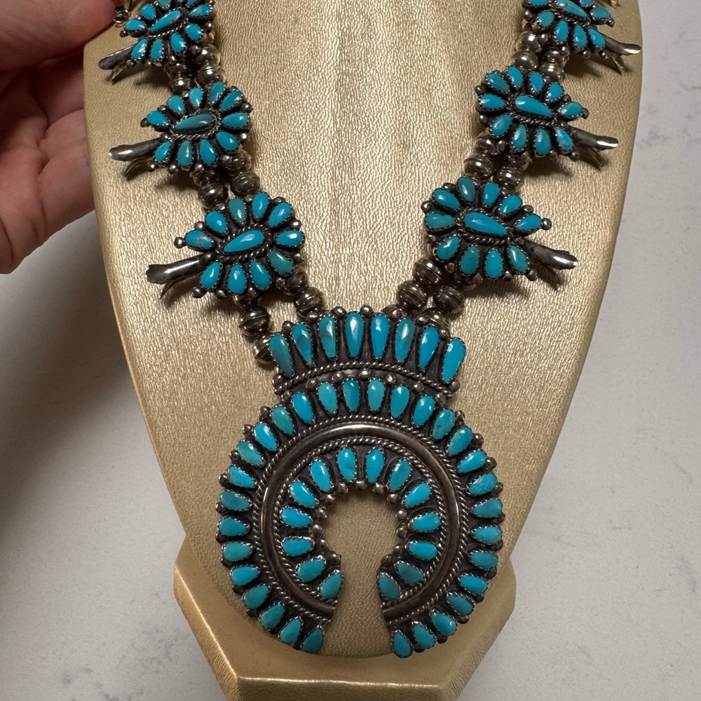 Turquoise and Silver Statement Necklace and earrings